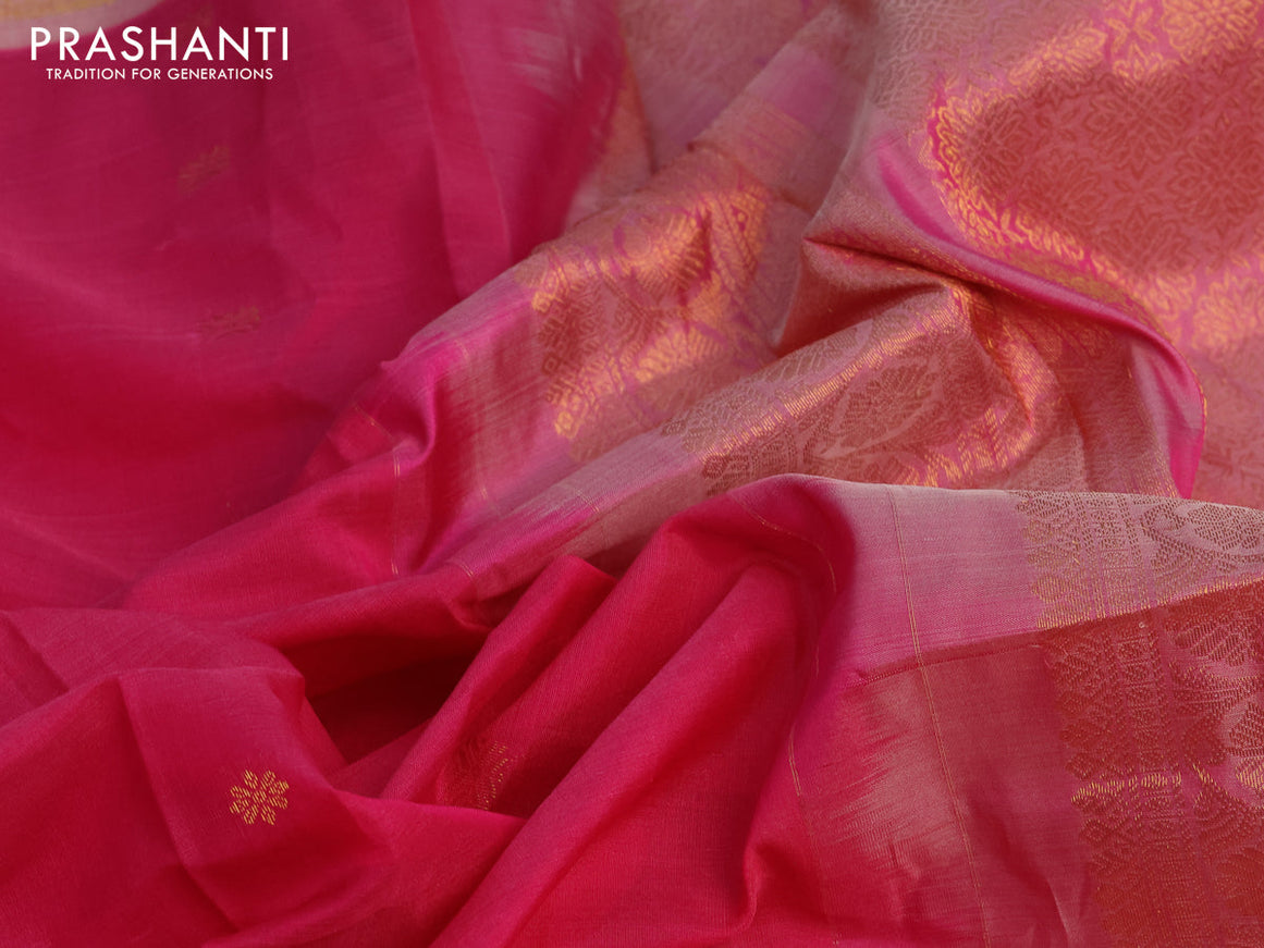 Gadwal silk cotton saree pink and beige with allover zari woven buttas and zari woven border