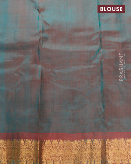 Gadwal silk cotton saree teal green and dual shade of maroon with allover zari woven buttas and zari woven border