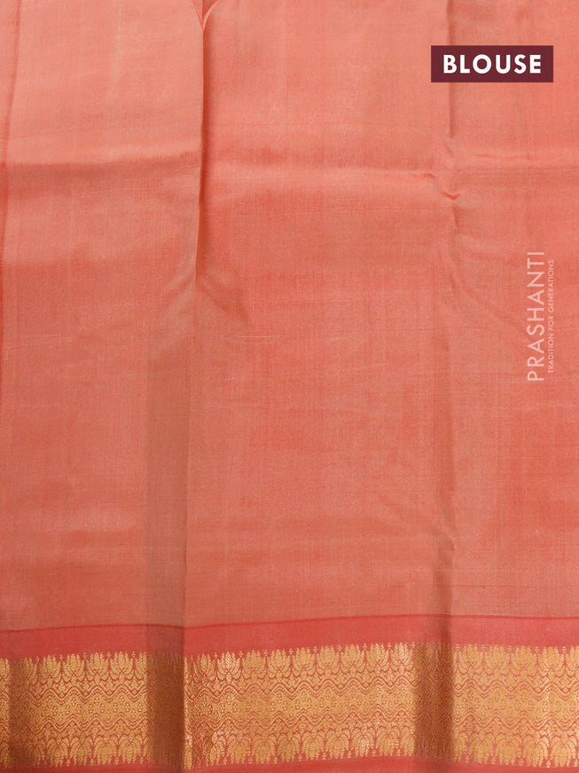 Gadwal silk cotton saree sandal and red with allover zari woven buttas and zari woven border