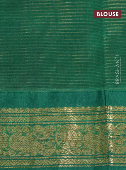 Silk cotton saree brown and green with allover vairaosi pattern and annam zari woven korvai border