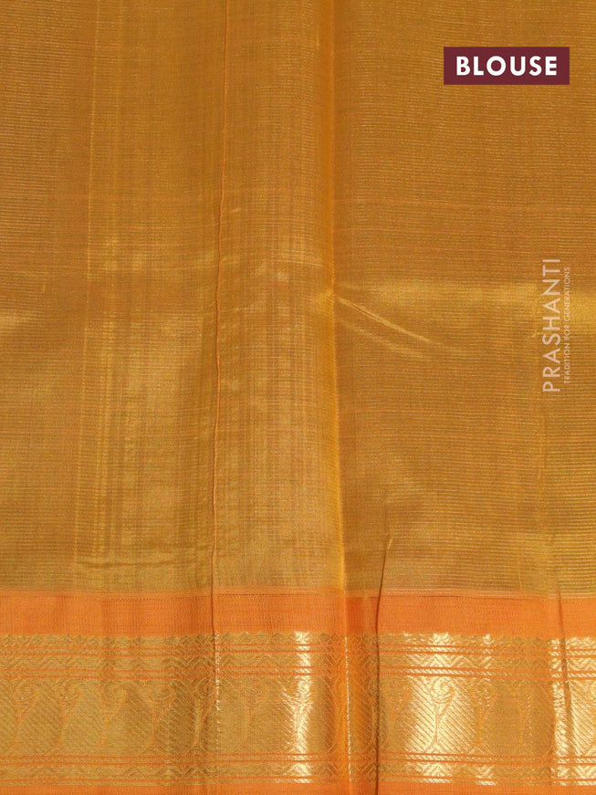 Silk cotton saree green and mustard yellow with allover vairaosi pattern and paisley zari woven korvai border