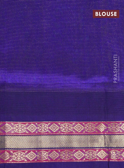 Kuppadam silk cotton saree teal green and blue with allover vairosi pattern and temple design zari woven border