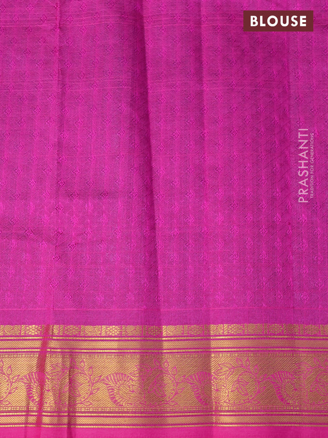 Silk cotton saree grey and pink with allover self emboss jacquard and zari woven border