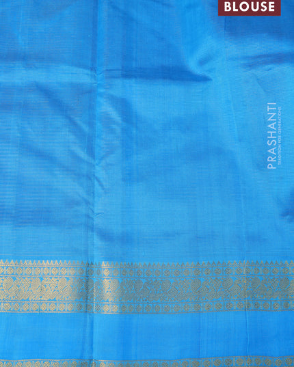 Silk cotton saree blue and cs blue with allover vairaosi pattern and annam design rettapet zari woven border
