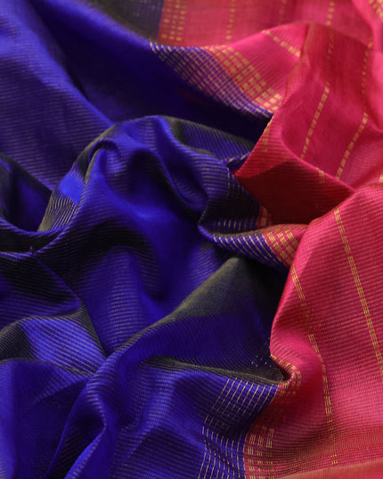 Silk cotton saree royal blue and dark pink with allover vairaosi pattern and zari woven border
