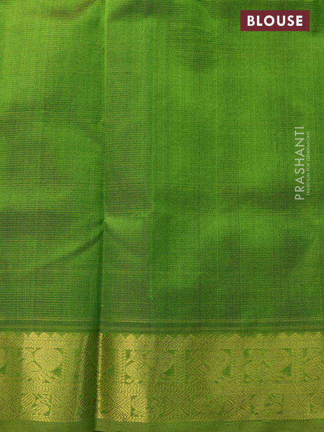 Silk cotton saree black and light green with allover vairaosi pattern and annam zari woven border