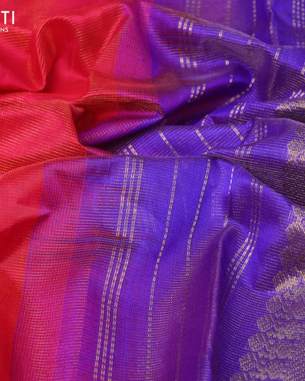 Silk cotton saree pink and blue with allover vairaosi pattern and zari woven border
