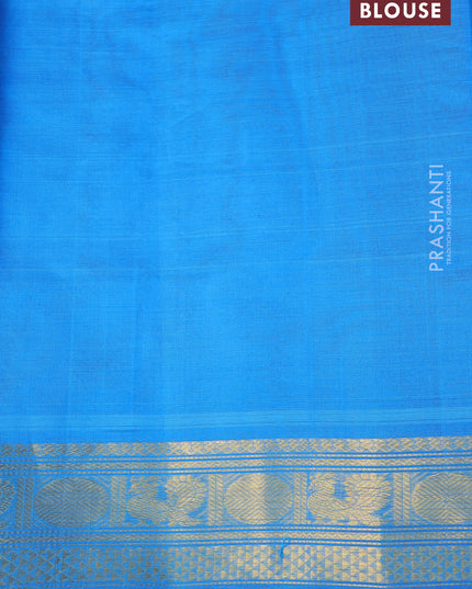 Silk cotton saree dual shade of pinkish mustrad yellow and cs blue with zari woven buttas and annam & rudhraksha zari woven border