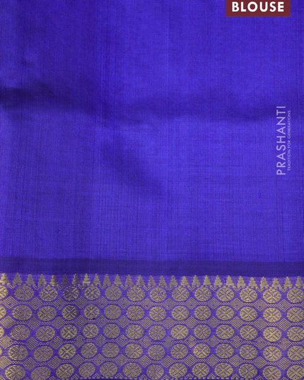 Silk cotton saree light blue and blue with zari woven buttas and zari woven border