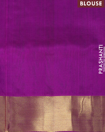Silk cotton saree green and purple with paisley zari woven buttas and zari woven border