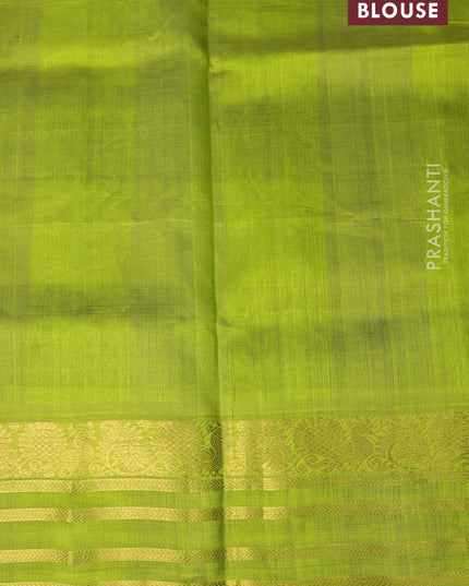 Silk cotton saree blue and lime green with allover paalum pazhamum checked pattern & zari buttas and zari woven border