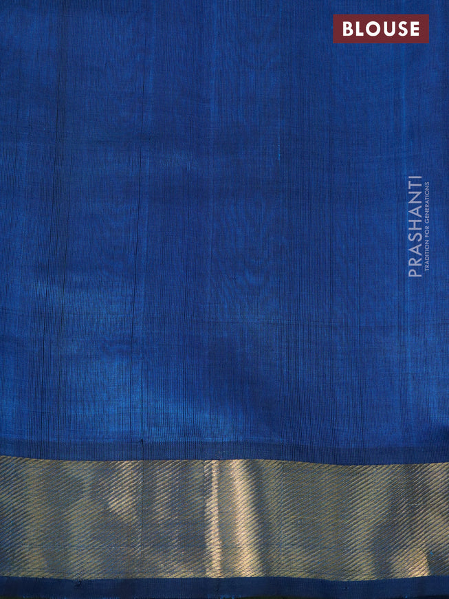 Silk cotton saree green and cs blue with allover paalum pazhamum checked pattern & zari buttas and zari woven border