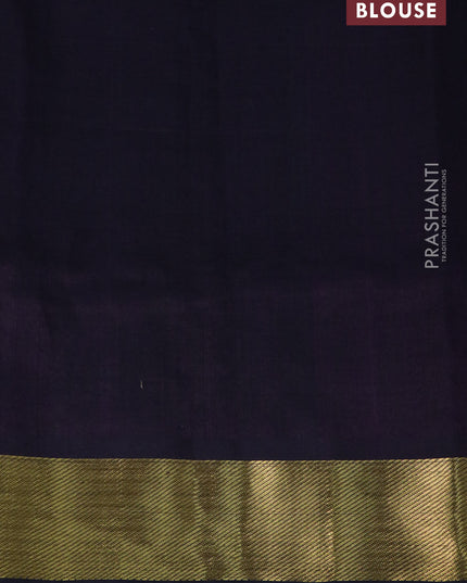 Silk cotton saree green and deep jamun shade with allover paalum pazhamum checked pattern & zari buttas and zari woven border