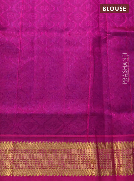 Silk cotton saree cs blue and pink with allover self emboss jacquard and zari woven border