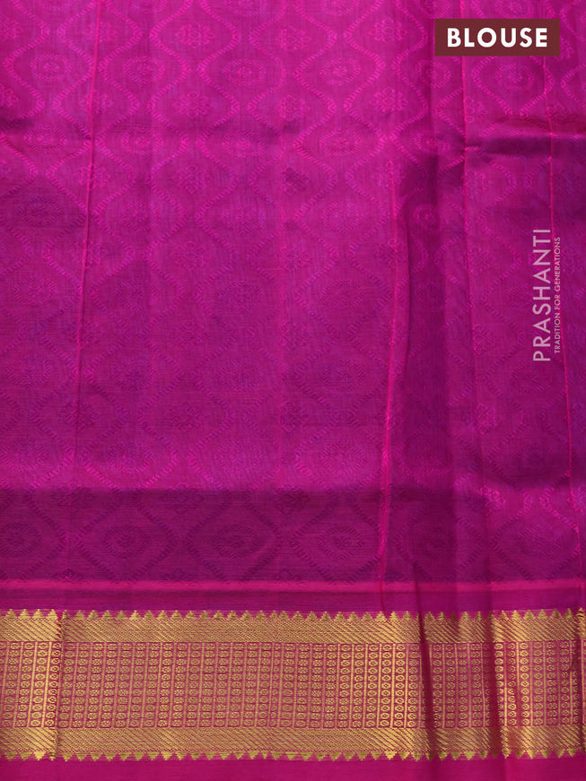 Silk cotton saree cs blue and pink with allover self emboss jacquard and zari woven border