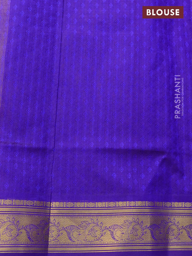 Silk cotton saree yellow and blue with allover self emboss jacquard & zari buttas and zari woven border