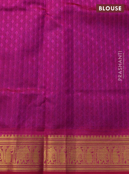 Silk cotton saree cs blue and pink with allover self emboss jacquard & zari buttas and zari woven border