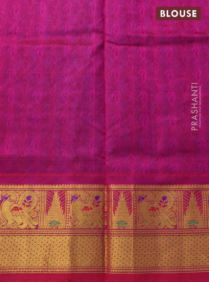 Silk cotton saree cs blue and dual shade of pink with allover self emboss jacquard and annam zari woven border