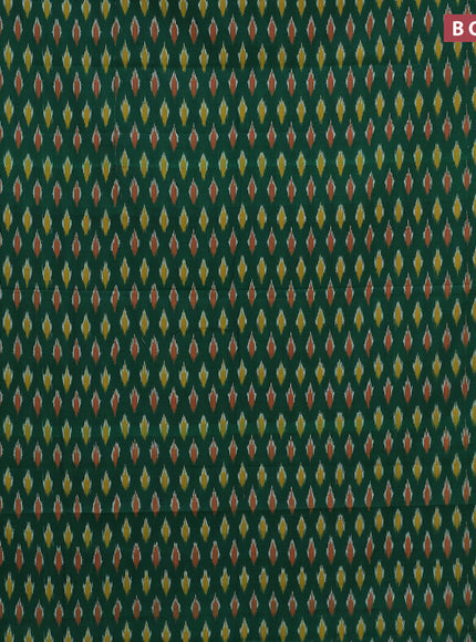 Ikat cotton saree green and mustard yellow with ikat butta wevaes and simple border without blouse