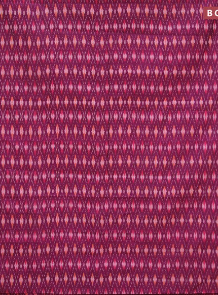 Ikat cotton saree purple and pink with allover ikat weaves and simple border without blouse