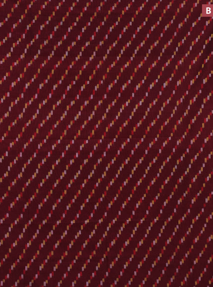 Ikat cotton saree maroon and red with allover ikat weaves and simple border without blouse