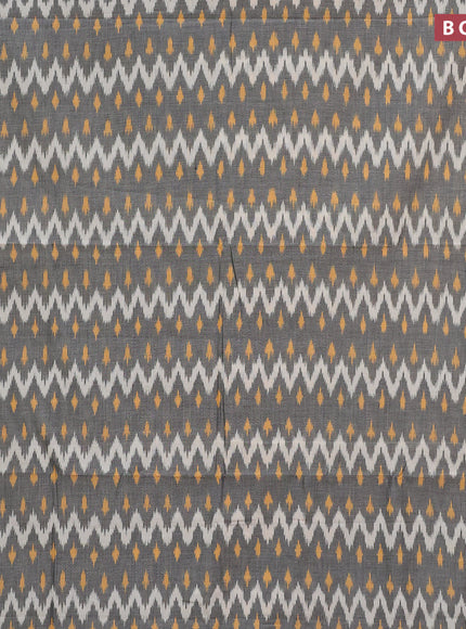 Ikat cotton saree grey and yellow with allover zig zag weaves and simple border without blouse