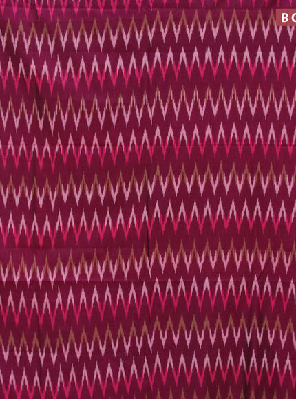 Ikat cotton saree magenta pink and pink with zig zag weaves and simple border without blouse