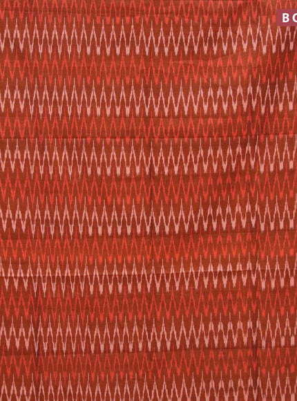 Ikat cotton saree rust shade and pink with allover ikat weaves and simple border without blouse