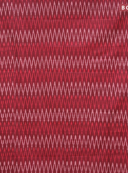 Ikat cotton saree maroon and red with allover zig zag weaves and simple border without blouse