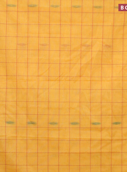 Ikat cotton saree yellow and red with checked pattern & ikat butta weaves and ikat woven border with blouse