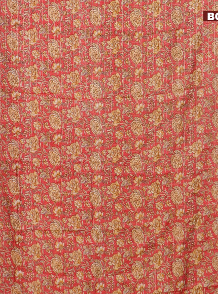 Semi gadwal saree pink shade and mustard shade with allover zari checks & floral prints and zari woven border