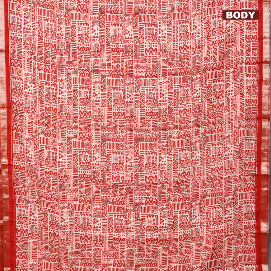 Semi gadwal saree cream and maroon with allover zari checks & geometric prints and zari woven border