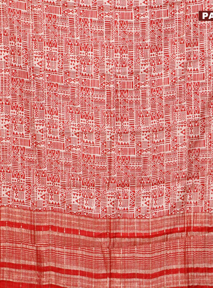 Semi gadwal saree cream and maroon with allover zari checks & geometric prints and zari woven border