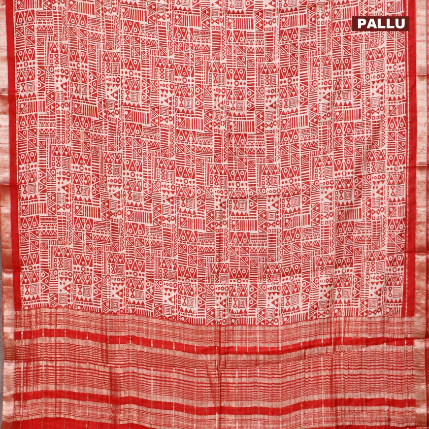 Semi gadwal saree cream and maroon with allover zari checks & geometric prints and zari woven border