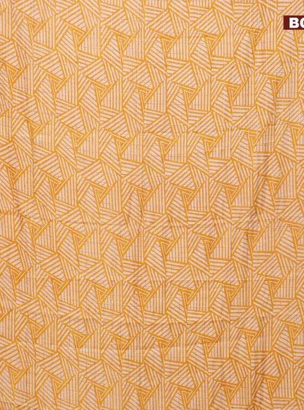 Semi gadwal saree cream yellow and orange with allover zari checks & geometric prints and zari woven border