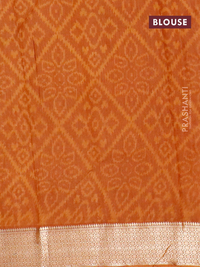 Semi gadwal saree maroon shade and dark mustard with allover floral prints and zari woven border