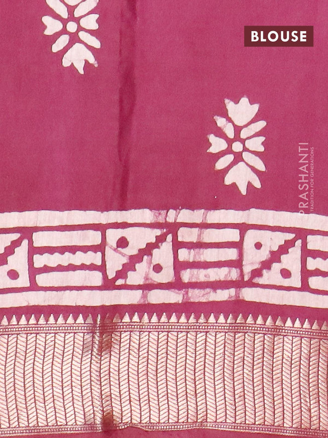 Semi gadwal saree wine shade with allover batik prints and zari woven border