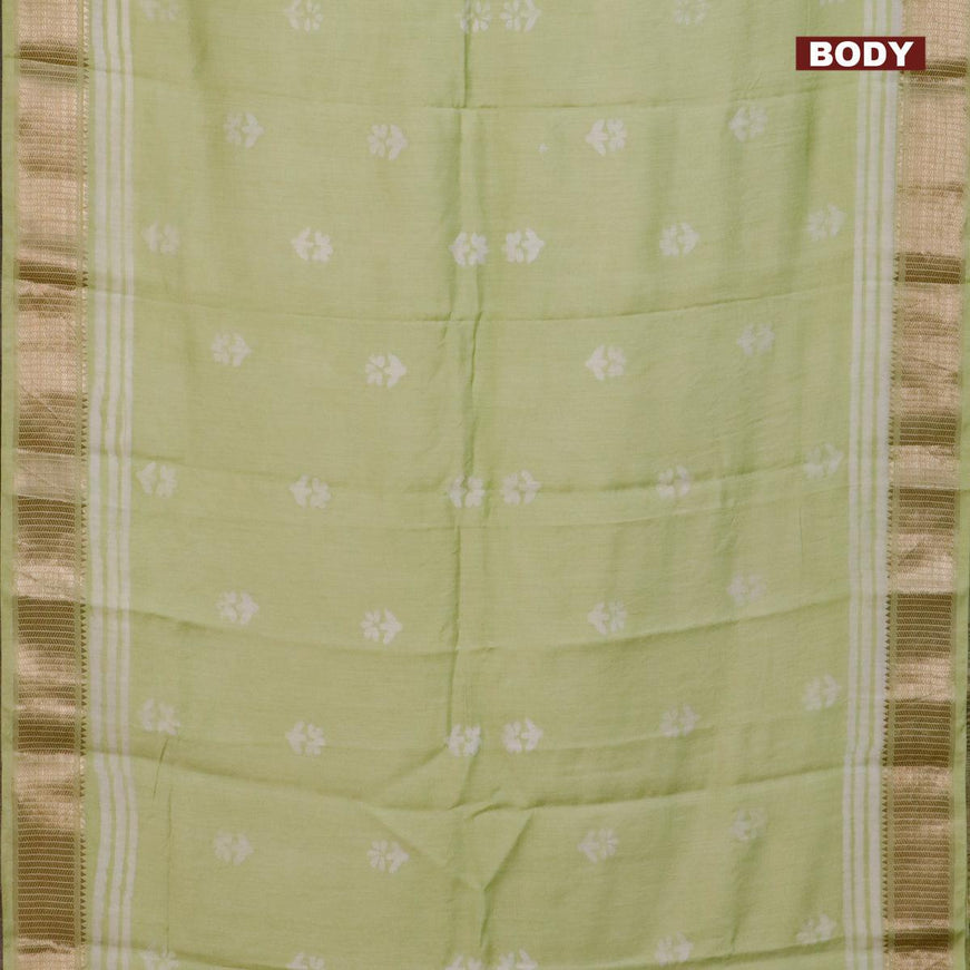 Semi gadwal saree pista green with floral butta prints and zari woven border