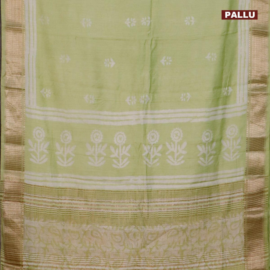 Semi gadwal saree pista green with floral butta prints and zari woven border