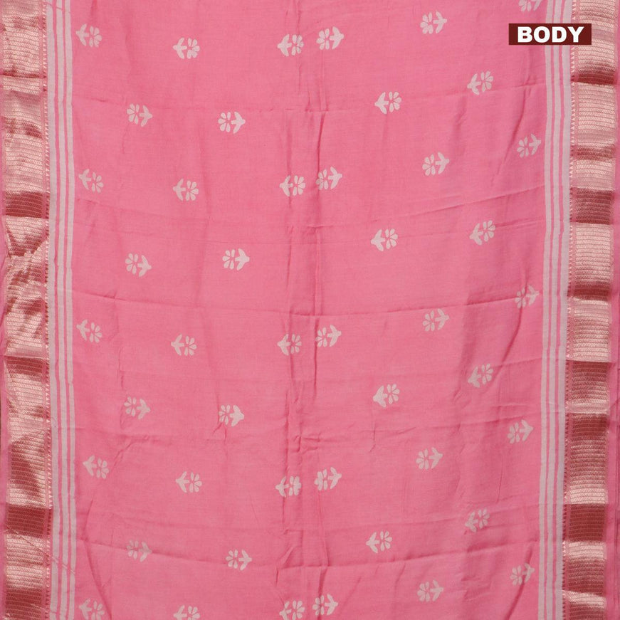 Semi gadwal saree light pink with floral butta prints and zari woven border