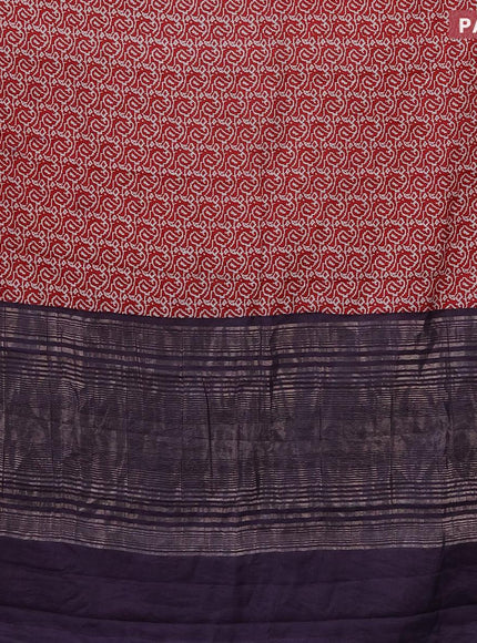 Semi gadwal saree red and jamun shade with allover paisley prints and zari woven border