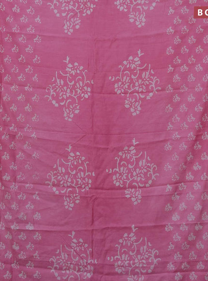 Semi gadwal saree light pink and off white with floral batik butta prints and zari woven border