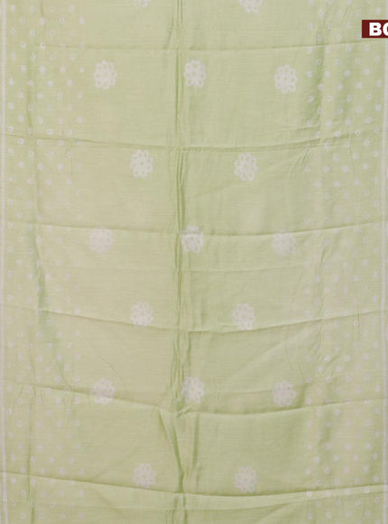 Semi gadwal saree pista green with geometric butta prints and zari woven border