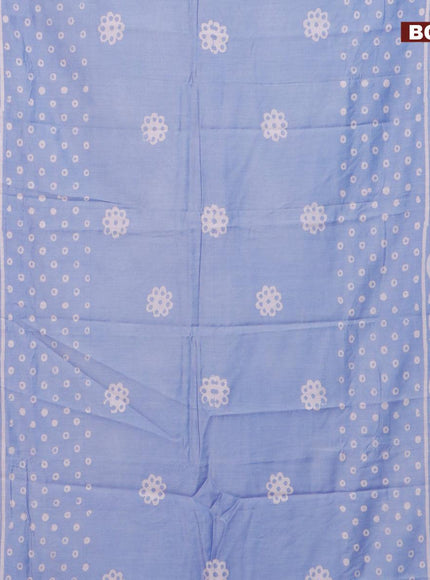 Semi gadwal saree blue with geometric butta prints and zari woven border