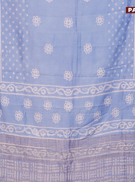 Semi gadwal saree blue with geometric butta prints and zari woven border