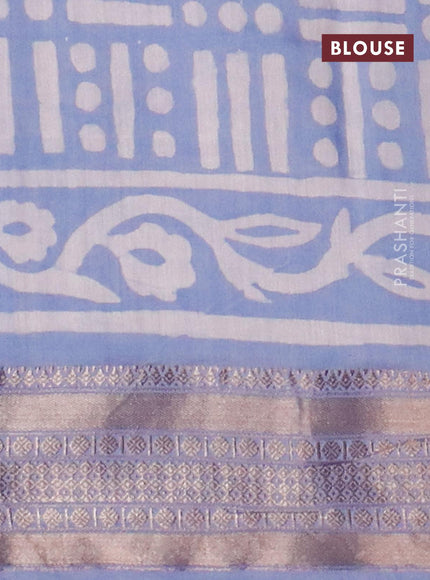 Semi gadwal saree blue with geometric butta prints and zari woven border