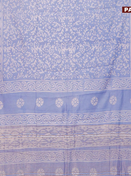 Semi gadwal saree blue shade with allover prints and zari woven border