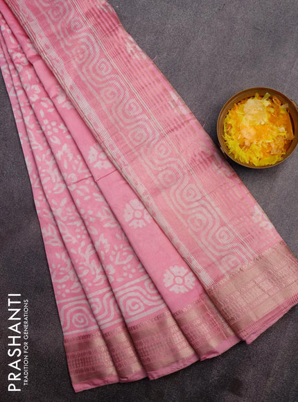 Semi gadwal saree light pink with allover prints and zari woven border