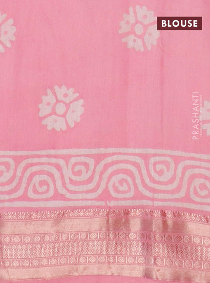 Semi gadwal saree light pink with allover prints and zari woven border