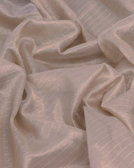 Tissue saree cream and yellow with allover zari stripe pattern and piping border & banarasi blouse